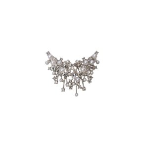 BLACK COLOUR DROP BROOCHE SILVER COLOURED - 4532