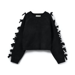 SOFIE SCHNOOR PERMELISW BOW KNIT SWEATER BLACK � S261205