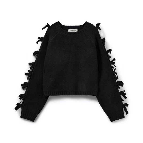 SOFIE SCHNOOR PERMELISW BOW KNIT SWEATER BLACK � S261205
