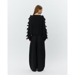 SOFIE SCHNOOR PERMELISW BOW KNIT SWEATER BLACK � S261205