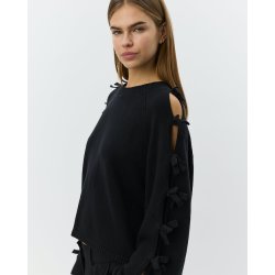 SOFIE SCHNOOR PERMELISW BOW KNIT SWEATER BLACK � S261205