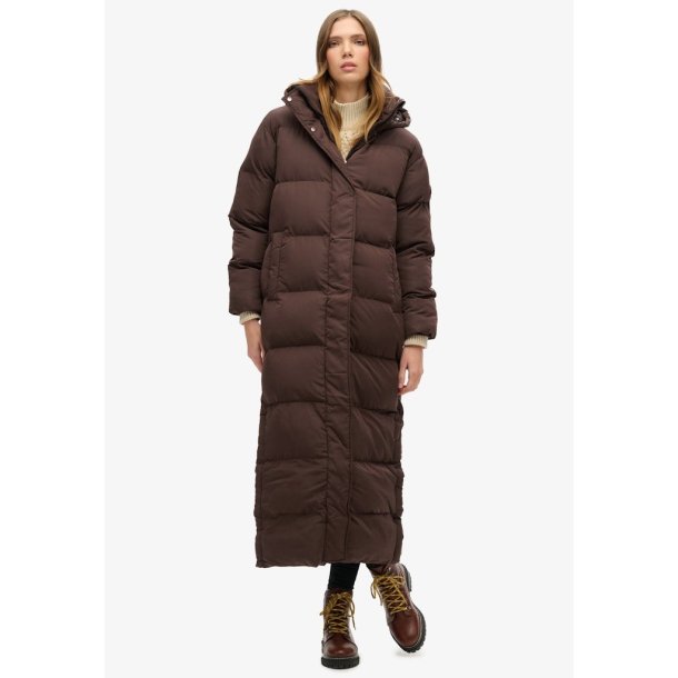 SUPERDRY MAXI HOODED PUFFER COAT COFFEE BEAN BROWN � W5011643A