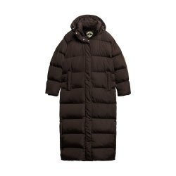 SUPERDRY MAXI HOODED PUFFER COAT COFFEE BEAN BROWN � W5011643A