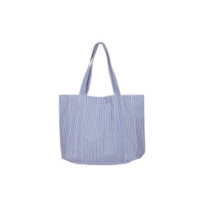 BLACK COLOUR NELLA WHITE/BLUE CANVAS BAG - 9357