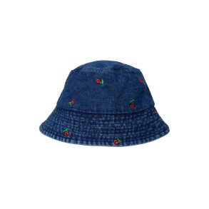 BLACK COLOUR MALUCA DENIM BUCKET HAT DK. BLUE DENIM/CHERRY - 8012