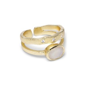PURE BY NAT SILVIA RING G/B RAINBOW MOONSTONE - 48336