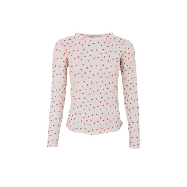 Black Colour Annie red dot mesh bluse - 3846