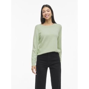  VILA RIL SMOKE GREEN TRIK O-HALS WHITE - 14054177