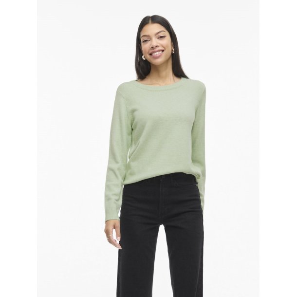  VILA RIL SMOKE GREEN TRIK O-HALS WHITE - 14054177