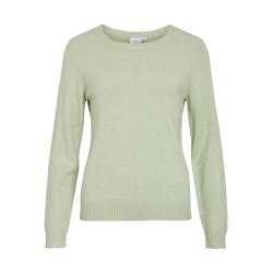  VILA RIL SMOKE GREEN TRIK O-HALS WHITE - 14054177