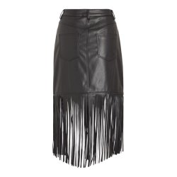 VILA PRANA FRINGE SHORT COATED SKIRT BLACK - 14109533