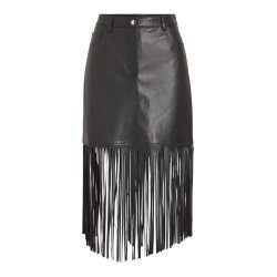 VILA PRANA FRINGE SHORT COATED SKIRT BLACK - 14109533