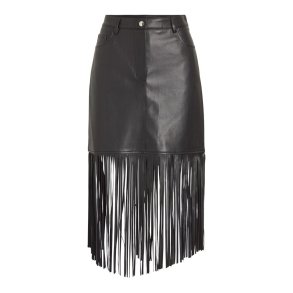VILA PRANA FRINGE SHORT COATED SKIRT BLACK - 14109533