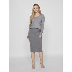 VILA RIL MEDIUM GREY MELANGE STRIK V-HALS - 14042769