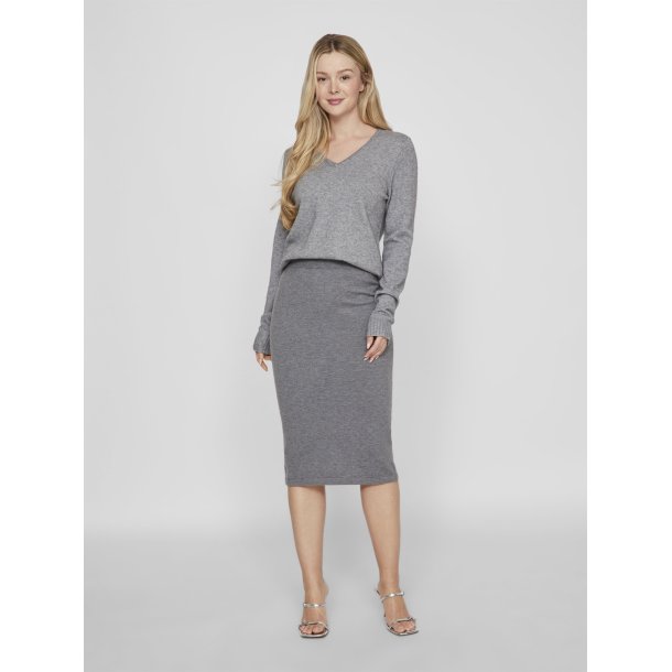 VILA RIL MEDIUM GREY MELANGE STRIK V-HALS - 14042769