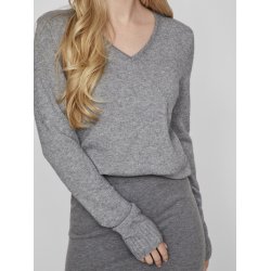 VILA RIL MEDIUM GREY MELANGE STRIK V-HALS - 14042769