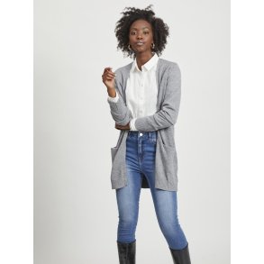  VILA RIL MREDIUM GREY MELANGE OPEN STRIK CARDIGAN - 14044041