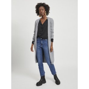  VILA RIL MEDIUM GREY MELANGE LONG STRIK CARDIGAN - 14042770