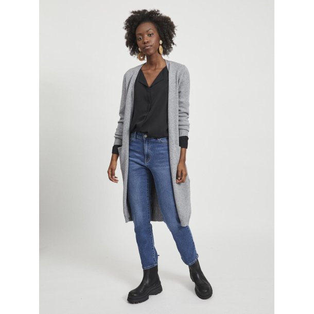  VILA RIL MEDIUM GREY MELANGE LONG STRIK CARDIGAN - 14042770