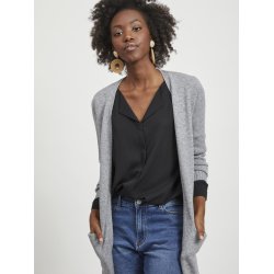  VILA RIL MEDIUM GREY MELANGE LONG STRIK CARDIGAN - 14042770