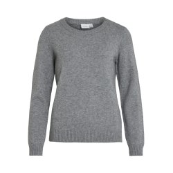  VILA RIL MEDIUM GREY STRIK RUND HALS - 14054177