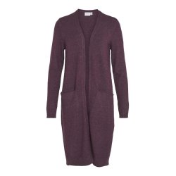  VILA RIL PLUM PERFECT/DARK MELANGE LONG STRIK CARDIGAN - 14042770