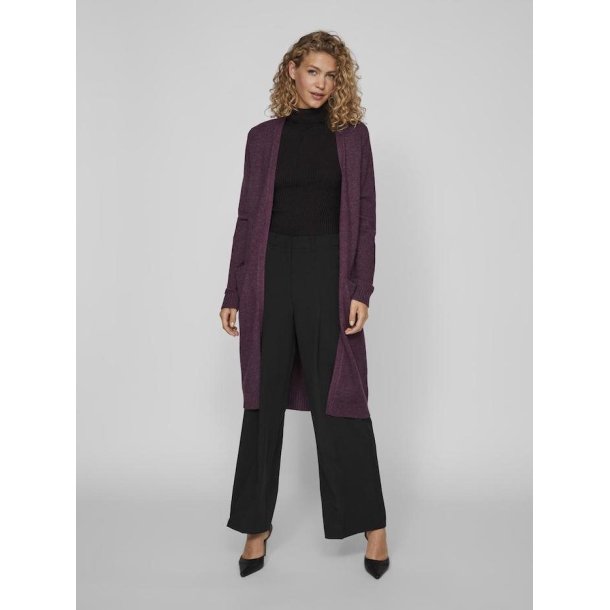  VILA RIL PLUM PERFECT/DARK MELANGE LONG STRIK CARDIGAN - 14042770