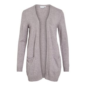 VILA RIL WHITE TOADSTOOL LIGHT MELANGE OPEN STRIK CARDIGAN - 14044041