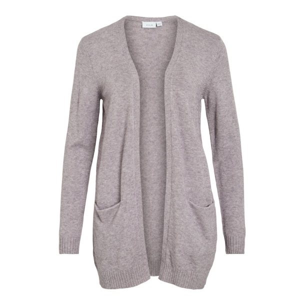 VILA RIL WHITE TOADSTOOL LIGHT MELANGE OPEN STRIK CARDIGAN - 14044041