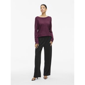  VILA RIL FIG DARK MELANGE STRIK O HALS - 14054177