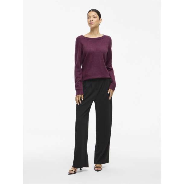  VILA RIL FIG DARK MELANGE STRIK O HALS - 14054177