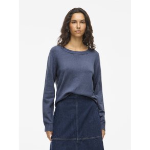  VILA RIL VINTAGE INDIGO DARK MELANGE STRIK V HALS - 14042769