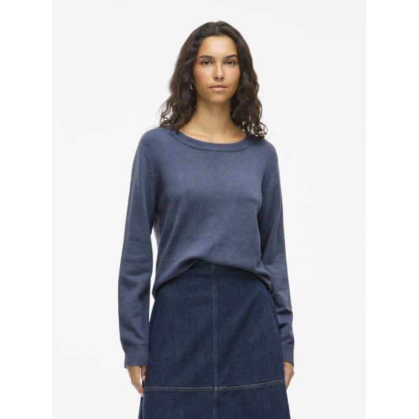  VILA RIL VINTAGE INDIGO DARK MELANGE STRIK V HALS - 14042769