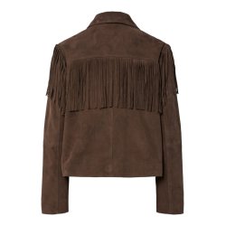 YAS HANNAH SUEDE RUSKINDSJAKKE MED FRYNSER CHOCOLATE BROWN- 26039730
