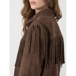 YAS HANNAH SUEDE RUSKINDSJAKKE MED FRYNSER CHOCOLATE BROWN- 26039730
