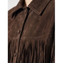YAS HANNAH SUEDE RUSKINDSJAKKE MED FRYNSER CHOCOLATE BROWN- 26039730