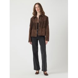 YAS HANNAH SUEDE RUSKINDSJAKKE MED FRYNSER CHOCOLATE BROWN- 26039730