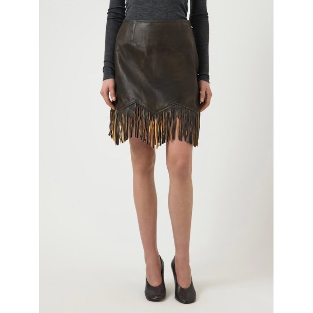 YAS FIMU HW DEEP MAHOGANY LEATHER SKIRT - 26040570
