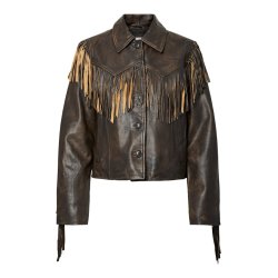 YAS FIMU LS LEATHER DEEP MAHOGANY JACKET - 26040572