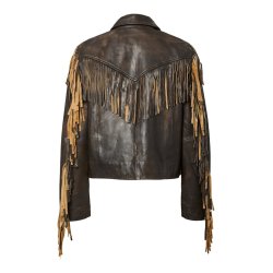 YAS FIMU LS LEATHER DEEP MAHOGANY JACKET - 26040572