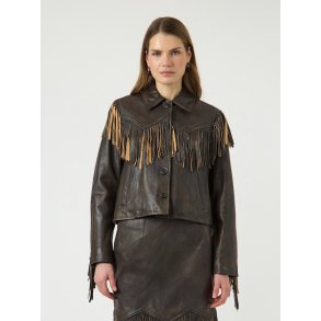 YAS FIMU LS LEATHER DEEP MAHOGANY JACKET - 26040572