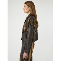 YAS FIMU LS LEATHER DEEP MAHOGANY JACKET - 26040572