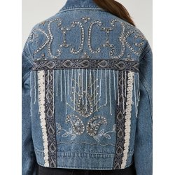YAS VISION LS DENIM EMB JACKET LIGHT BLUE DENIM - 24041051