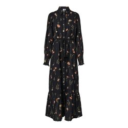 YAS SOMELLI LS LONG SHIRT DRESS BLACK - 26041211