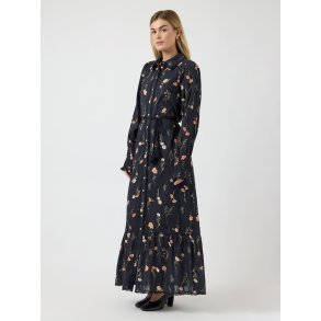 YAS SOMELLI LS LONG SHIRT DRESS BLACK - 26041211