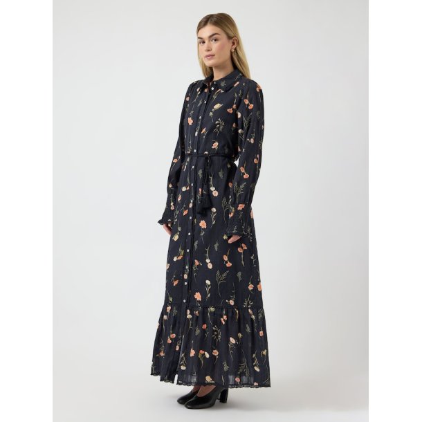YAS SOMELLI LS LONG SHIRT DRESS BLACK - 26041211