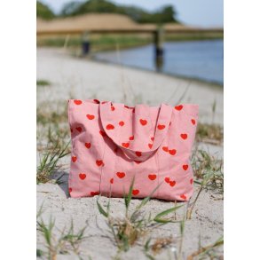  BLACK COLOUR NELLA RED HEART CANVAS BAG - 9357