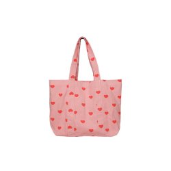  BLACK COLOUR NELLA RED HEART CANVAS BAG - 9357